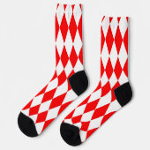Rood Wit Harlequin Diamonds Checkers Ontwerp Sokken (Links)