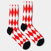 Rood Wit Harlequin Diamonds Checkers Ontwerp Sokken (Rechts)