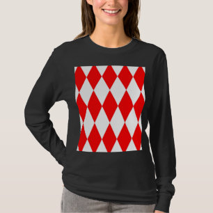 Rood Wit Harlequin Diamonds Checkers Ontwerp T-shirt