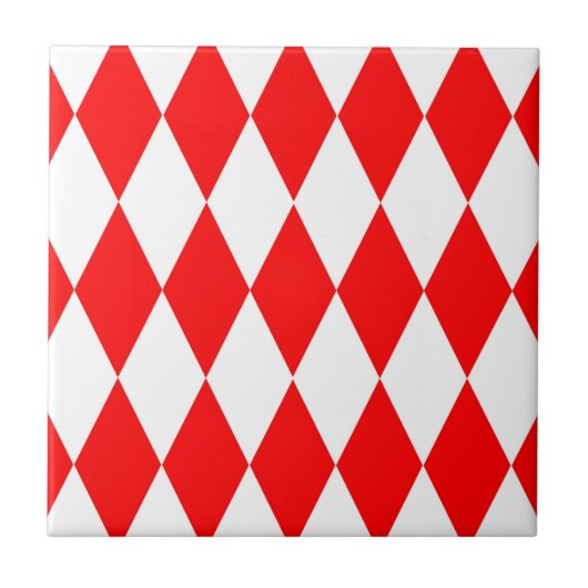 Rood Wit Harlequin Diamonds Checkers Ontwerp Tegeltje (Voorkant)