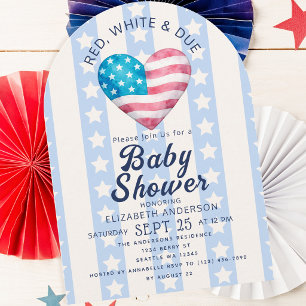 Rood Wit & Hart Baby Shower Boog voor Jongen Kaart