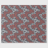 Rood & Wit Hart Cadeaupapier (Vlak)