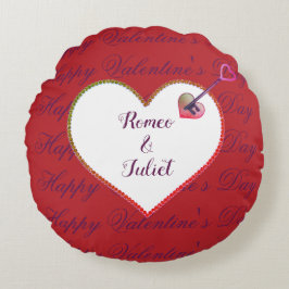 Rood Wit Hart Elegante  Valentijnsdag Rond Kussen