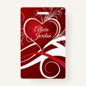 Rood wit hart en wervelingen badge (Achterkant)