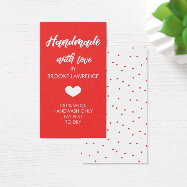 Rood & Wit Hart Handgemaakt met liefde Visitekaartjes (Bureau)