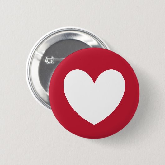 Rood wit hart ronde button 5,7 cm (Voorkant /achterkant)