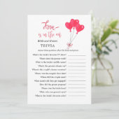 Rood & Wit Hart TRIVIA Vrijgezellenfeest spelletje Kaart (Staand voorkant)