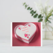 Rood & wit hart vorm Valentijn 's Day post kaart (Staand voorkant)
