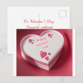Rood & wit hart vorm Valentijn 's Day post kaart (Voorkant / Achterkant)