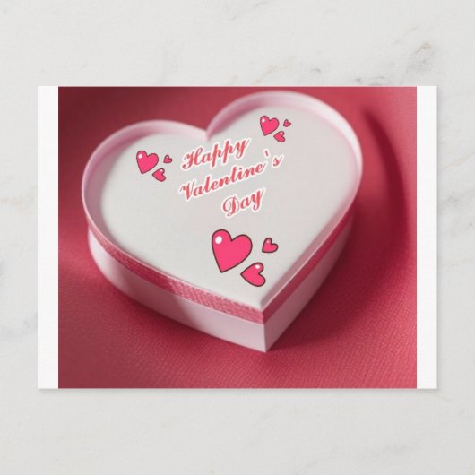 Rood & wit hart vorm Valentijn 's Day post kaart (Voorkant)