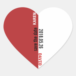 Rood-wit hart-vormige bruiloft Sticker