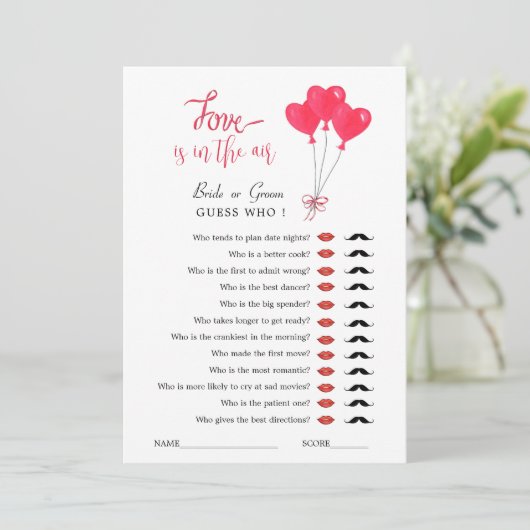 Rood & Wit Harten Bruidsfeest spel Kaart (Staand voorkant)