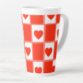 Rood-wit hartenpatroon cadeau Latte mok (Rechterhoek)
