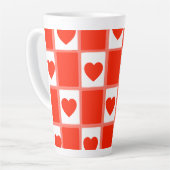 Rood-wit hartenpatroon cadeau Latte mok (Linkerhoek)