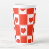 Rood-wit hartenpatroon cadeau Latte mok (Voorkant)
