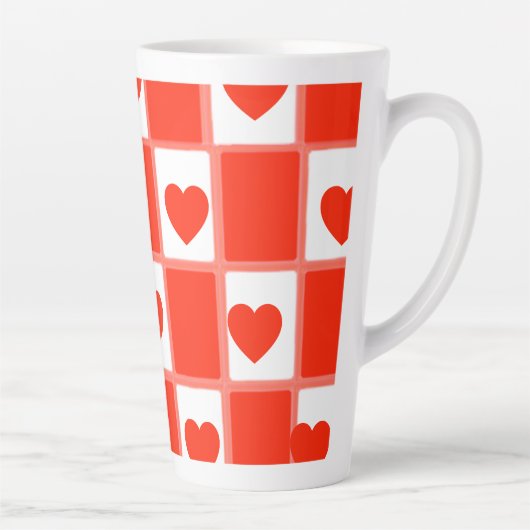 Rood-wit hartenpatroon cadeau Latte mok (Rechts)