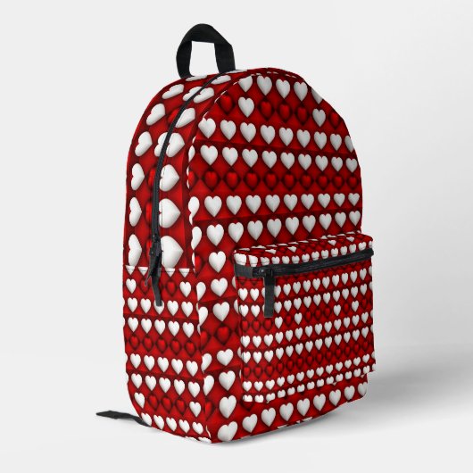 Rood-Wit Hartpatroon Bedrukte Rugzak (Achterkant Hoek Links)