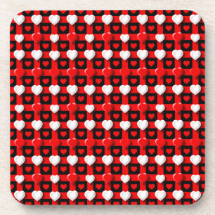 Rood-Wit Hartpatroon Bier Onderzetter