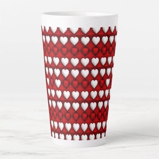Rood-Wit Hartpatroon Latte Mok (Voorkant)