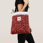 Rood wit hartpatroon monogram Canvas tas<br><div class="desc">Een mooie monogram hartpatroon canvas tas. Een geweldig Valentijnsdag cadeau.</div>