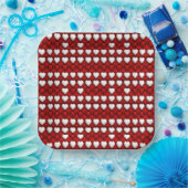 Rood-Wit Hartpatroon Papieren Bordje (Feest)