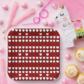 Rood-Wit Hartpatroon Papieren Bordje (Feest)