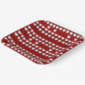 Rood-Wit Hartpatroon Papieren Bordje (Gebogen)