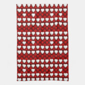 Rood-Wit Hartpatroon Theedoek (Verticaal)
