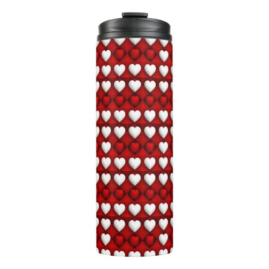 Rood-Wit Hartpatroon Thermosbeker (Voorkant)
