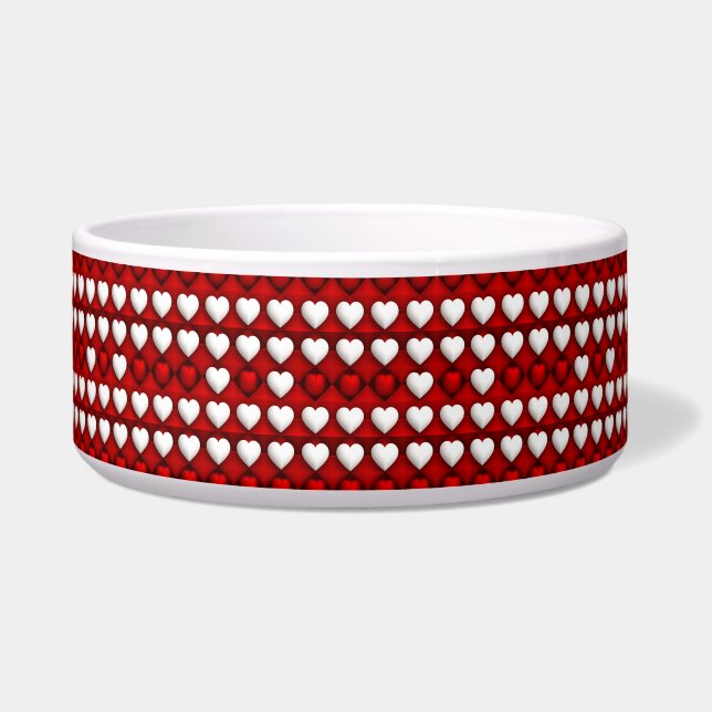 Rood-Wit Hartpatroon Voerbakje (Voorkant)