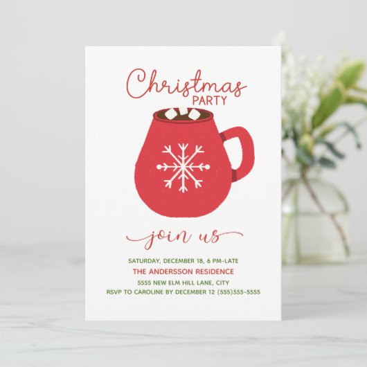 Rood Wit Heet Cacao Kerstfeest Kaart (Staand voorkant)