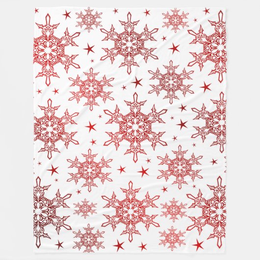rood, wit, helder, ster, stof, siervormig, modern, fleece deken (Voorkant)