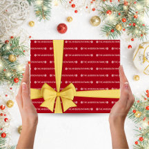 Rood Wit Herhalende Familienaam Patroon Kerstmis