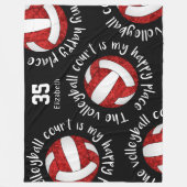 Rood wit Het volleybalveld is mijn gelukkige plek Fleece Deken (Voorkant)