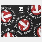 Rood wit Het volleybalveld is mijn gelukkige plek Fleece Deken (Voorkant (Horizontaal))