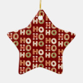 Rood Wit Ho Ho Ho Gingerbread Cookie Kerstmis Keramisch Ornament (Voorkant)
