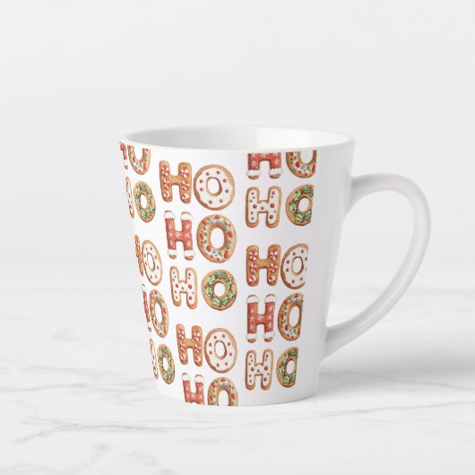 Rood Wit Ho Ho Ho Gingerbread Cookie Kerstmis Latte Mok (Rechts)