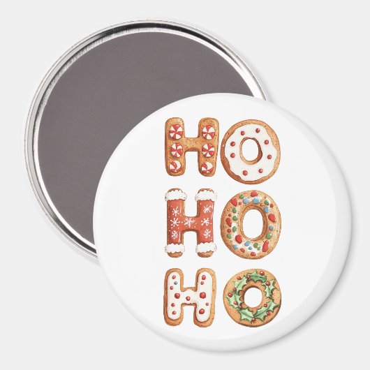 Rood Wit Ho Ho Ho Gingerbread Cookie Kerstmis Magneet (Voorkant / Achterkant)