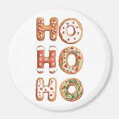 Rood Wit Ho Ho Ho Gingerbread Cookie Kerstmis Magneet (Voorkant)