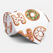 Rood Wit Ho Ho Ho Gingerbread Cookie Kerstmis Stropdas (Opgerold)