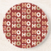 Rood Wit Ho Ho Ho Gingerbread Cookie Kerstmis Zandsteen Onderzetter (Voorkant)