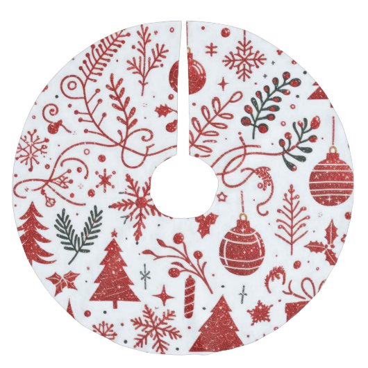 Rood wit Holiday Tree Rok Kerstboom Rok (Voorkant)