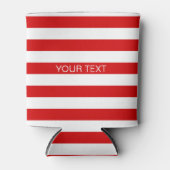 Rood wit horizontaal Preppy Stripe Name Monogram Blikjeskoeler (Voorkant)