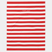 Rood wit horizontaal Preppy Stripe Name Monogram Fleece Deken (Voorkant)
