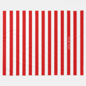 Rood wit horizontaal Preppy Stripe Name Monogram Fleece Deken (Voorkant (Horizontaal))
