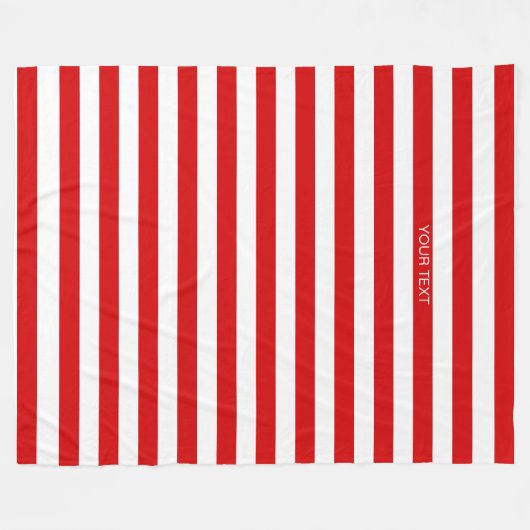 Rood wit horizontaal Preppy Stripe Name Monogram Fleece Deken (Voorkant (Horizontaal))