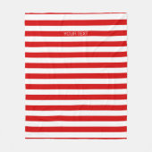 Rood wit horizontaal Preppy Stripe Name Monogram Fleece Deken (Voorkant)