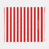 Rood wit horizontaal Preppy Stripe Name Monogram Fleece Deken (Voorkant (Horizontaal))