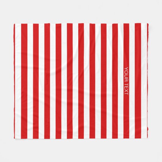 Rood wit horizontaal Preppy Stripe Name Monogram Fleece Deken (Voorkant (Horizontaal))