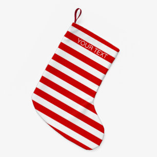 Rood wit horizontaal Preppy Stripe Name Monogram Kleine Kerstsok